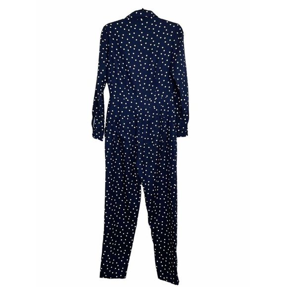 Boden Tillie Navy Blue Polka Dot Jumpsuit Long Sleeve Button Size 4 R US - Picture 7 of 7